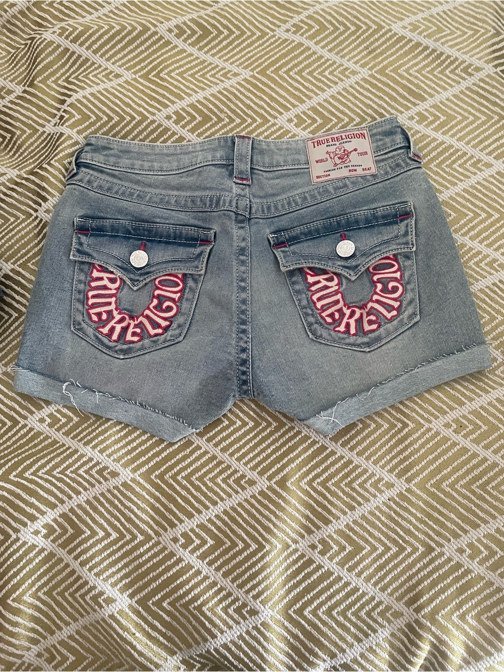 True Religion Cuffed Denim Jean Shorts